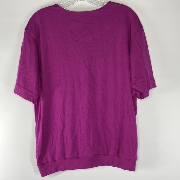 Vintage Jantzen Classics Purple Short Sleeve Shirt Lace Up Front Size Large - Picture 2 of 5